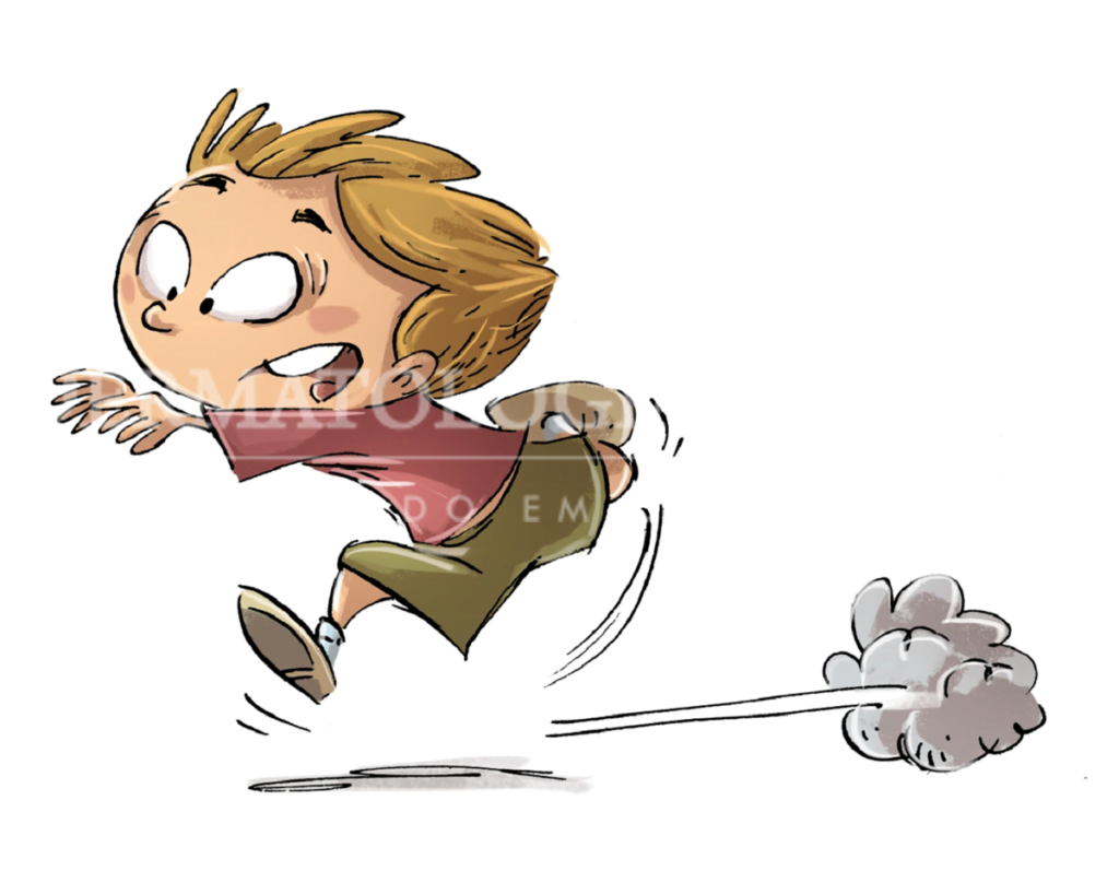 Menino fugindo do tratamento para verruga