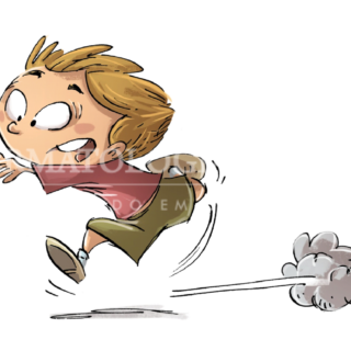 Menino fugindo do tratamento para verruga